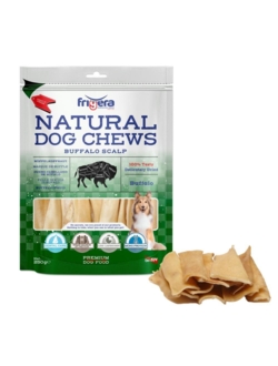 Frigera - Natural Dog Chews Bøffel Hovedbund 250gr