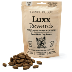 Globe Buddy - Luxx Rewards, bløde godbidder til hund, insektprotein og havtorn, 150g