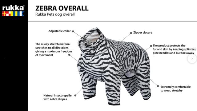 Rukka Pets - Zebra overall