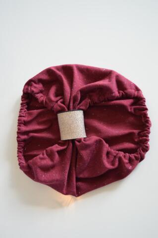 Snoods / ørebeskytter ( Bordeaux rød m guld )