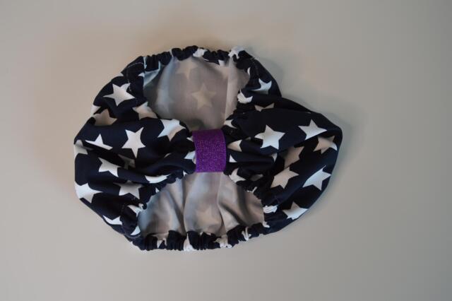 Snoods / ørebeskytter ( Marineblå m. stjerner / Stor størrelse )