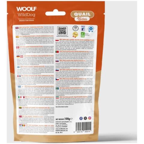 Woolf - WildDog Soft Quail Bites 100g