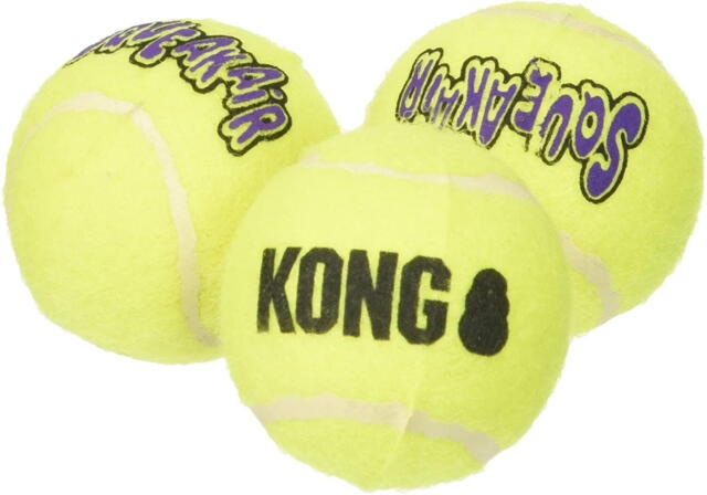 KONG Toy SqueakAir Balls 3p Gul