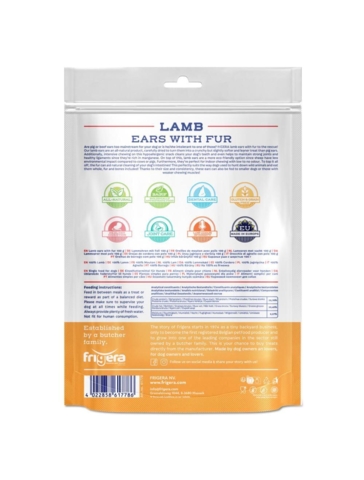 Frigera - Natural Dog Chews Lammeører m. hår 100gr