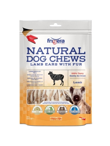 Frigera - Natural Dog Chews Lammeører m. hår 100gr