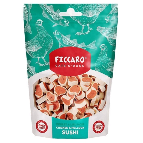 Ficcaro Chicken & Pollock Sushi, 100g ( Kylling og Sej )