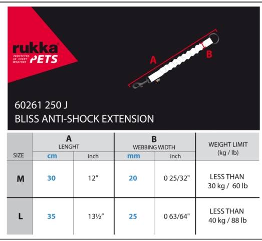 Rukka Pets - Bliss anti-shock extension - Str M / 30 cm