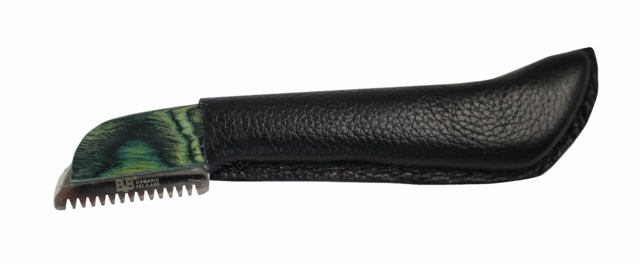 B&B - Trimmekniv grov grøn, læder